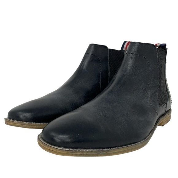 Ben Sherman Men’s Chelsea Black Slip On Leather Rubber Sole Ankle Boots Sz 8 - Picture 1 of 5